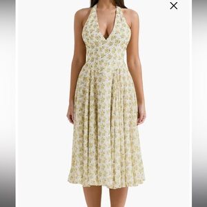 NWT House of CB Solada Floral Halter Midi Sundress size Medium (D/E - Cup)